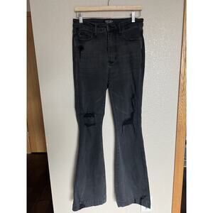 Judy Blue Stretch Flare Jeans 11/30 Black Wash Distressed